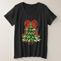 Camiseta de árbol de Navidad y lazo festivo