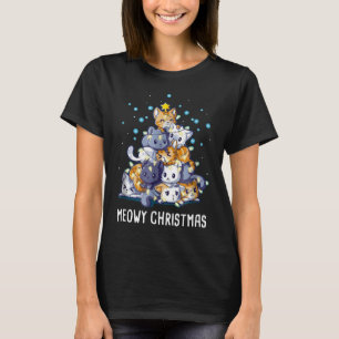 Camiseta de árbol del gato de los Navidades Meowy