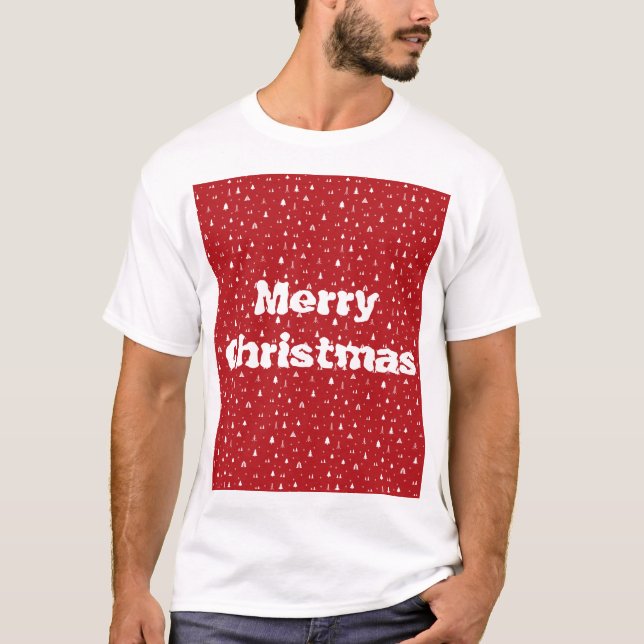Camiseta de árboles de Navidad y copos de nieve (Anverso)