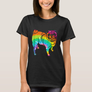 Camiseta de arcoiris de Pug Trippy Hippie Tie Dye 