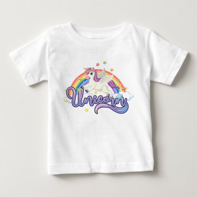 Camiseta de arcoíris de unicornio bebé (Anverso)