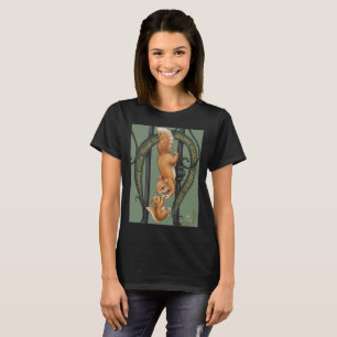 Camiseta de ardillas lindas en puerta artística