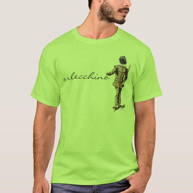 Camiseta de Arlecchino del dell'Arte de Commedia (Anverso)