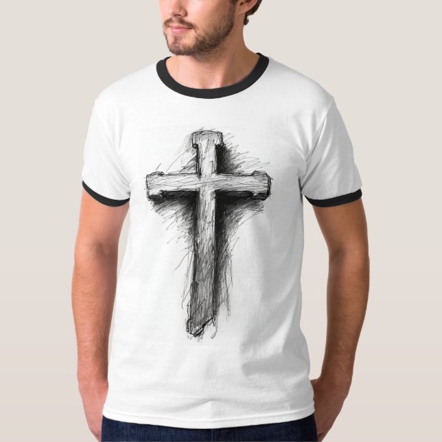 Camiseta de aro con cruz cristiana gráfica para ho (Anverso)