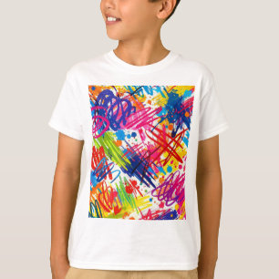 camiseta de arte abstracto garabateado con colores