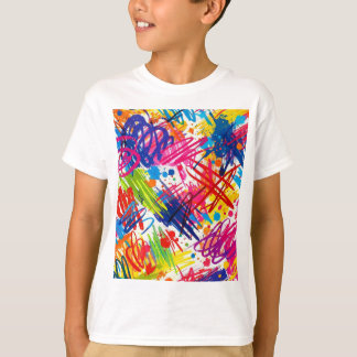 camiseta de arte abstracto garabateado con colores