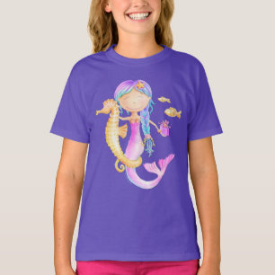 Camiseta de arte acuarela de Sirena