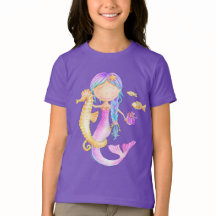 Camiseta de arte acuarela de Sirena