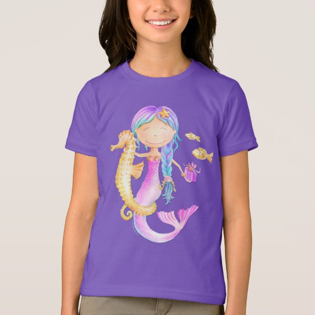 Camiseta de arte acuarela de Sirena (Anverso)