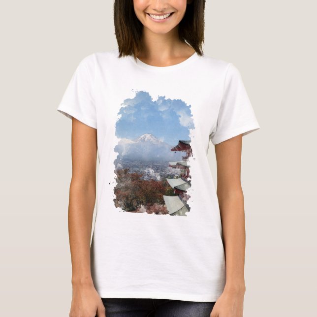 Camiseta de arte acuático del Monte Fuji Japón (Anverso)