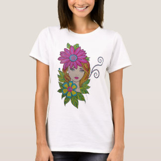 Camiseta de arte boho chica corona de flores