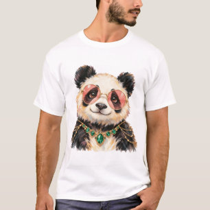Camiseta de arte de animal lindo oso panda acuarel