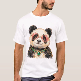 Camiseta de arte de animal lindo oso panda acuarel