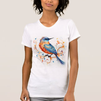 Camiseta de arte de aves geométricas coloridas - N