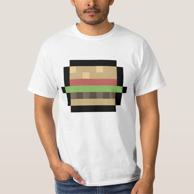 Camiseta De Arte De Burger Pixel De 8 Bits (Anverso)
