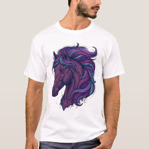 Camiseta de arte de cabeza de caballo colorida gra
