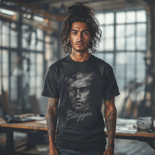 Camiseta de Arte de Cara con Pincel de Blogger, Ex