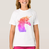 Camiseta de arte de fantasía colorida de unicornio