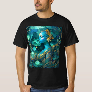 Camiseta de arte de fantasía de la diosa azul míst