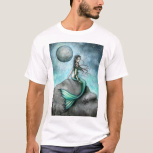 Camiseta de arte de fantasía gótica sirena de luna