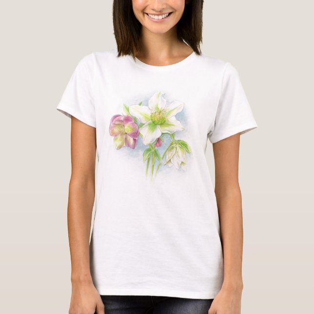 Camiseta de arte de flores de Hellebore (Anverso)