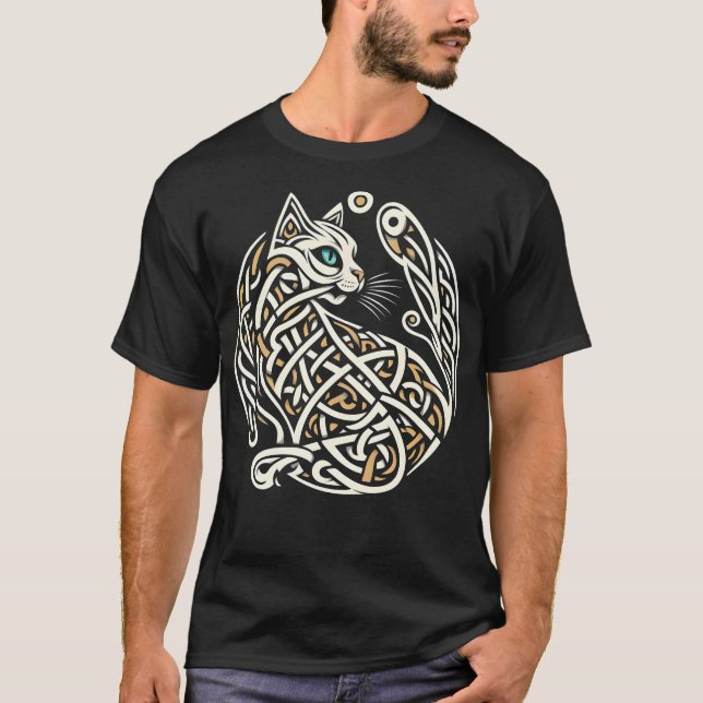 Camiseta de arte de gato Celtic Knotwork (Anverso)