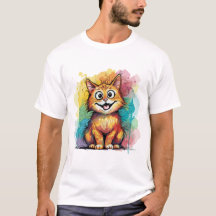 Camiseta de arte de gato colorido adorable – Gato