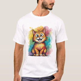 Camiseta de arte de gato colorido adorable – Gato