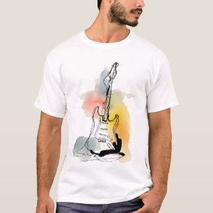 Camiseta de arte de la línea de guitarra minimalis