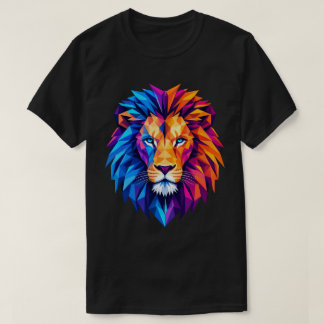 Camiseta de arte de león geométrico vibrante