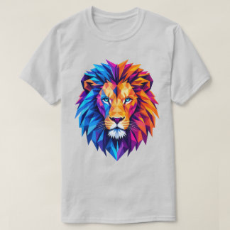 Camiseta de arte de león geométrico vibrante