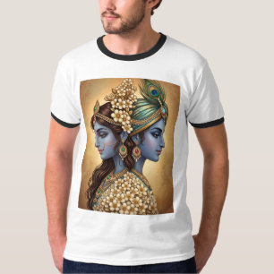 Camiseta de arte de línea de amor divino Radha Kri