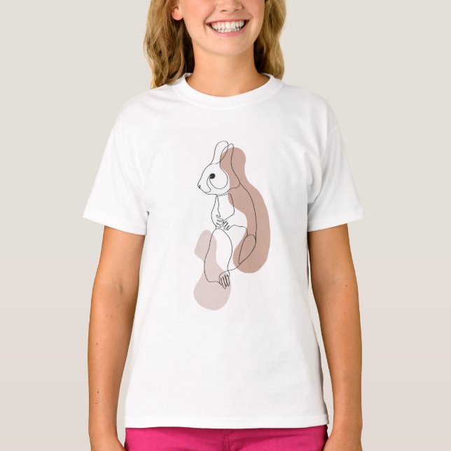 Camiseta de arte de línea de conejo minimalista (Anverso)
