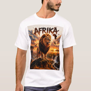 Camiseta de arte de línea de león majestuoso