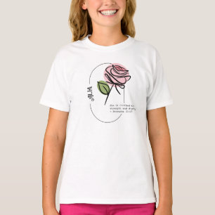 Camiseta de arte de línea de rosa