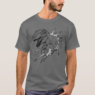 Camiseta de arte de línea de Velociraptor