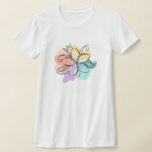 Camiseta de arte de línea floral abstracta minimal