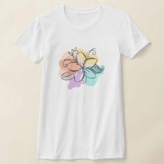 Camiseta de arte de línea floral abstracta minimal