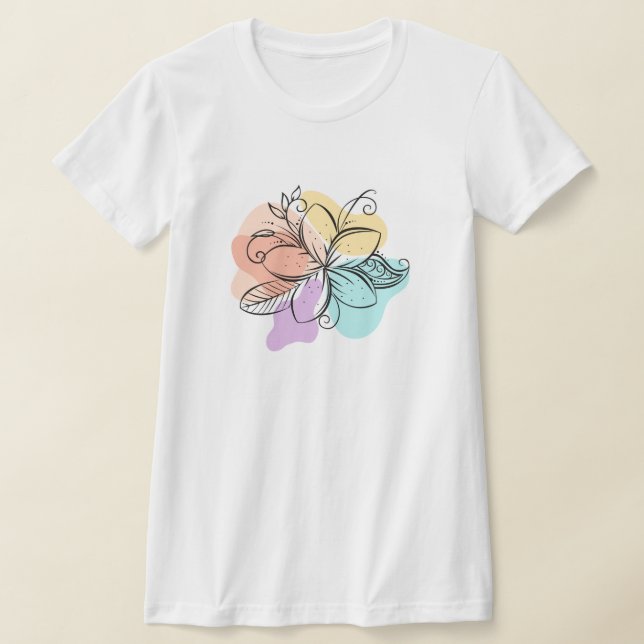 Camiseta de arte de línea floral abstracta minimal (Distribución)
