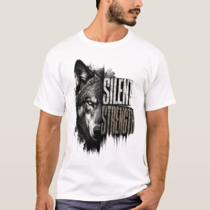 Camiseta de Arte de Lobo   Fuerza Silenciosa   Lon