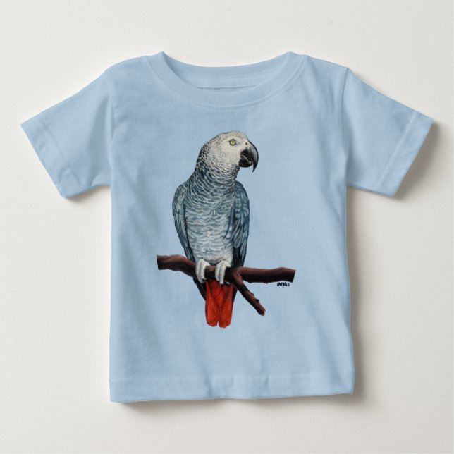 Camiseta de arte de loro gris de bebé africano (Anverso)