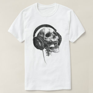 Camiseta de arte de música rock con cráneo y auric