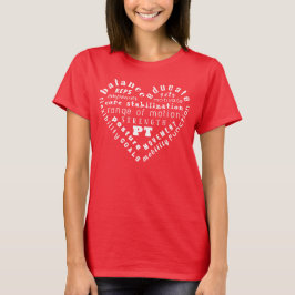 Camiseta de arte de palabra corazón de terapia fís