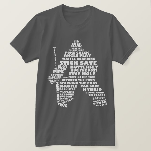 Camiseta de arte de palabra de portero de hockey (Anverso del diseño)
