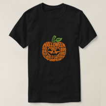 Camiseta de Arte de Palabras de Calabaza de Hallow