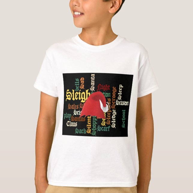 Camiseta de arte de palabras de Santa Hat (Anverso)