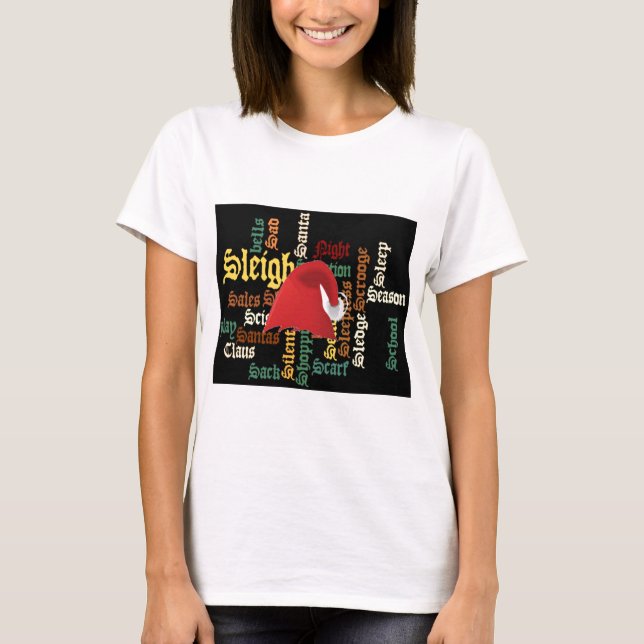 Camiseta de arte de palabras de Santa Hat (Anverso)