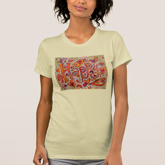 Camiseta de arte de palabras felices (Anverso)