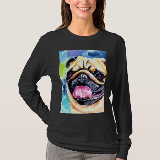 Camiseta De Arte De Perro Pug (Anverso)