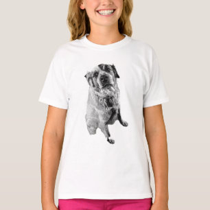Camiseta de arte de perro sentado minimalista